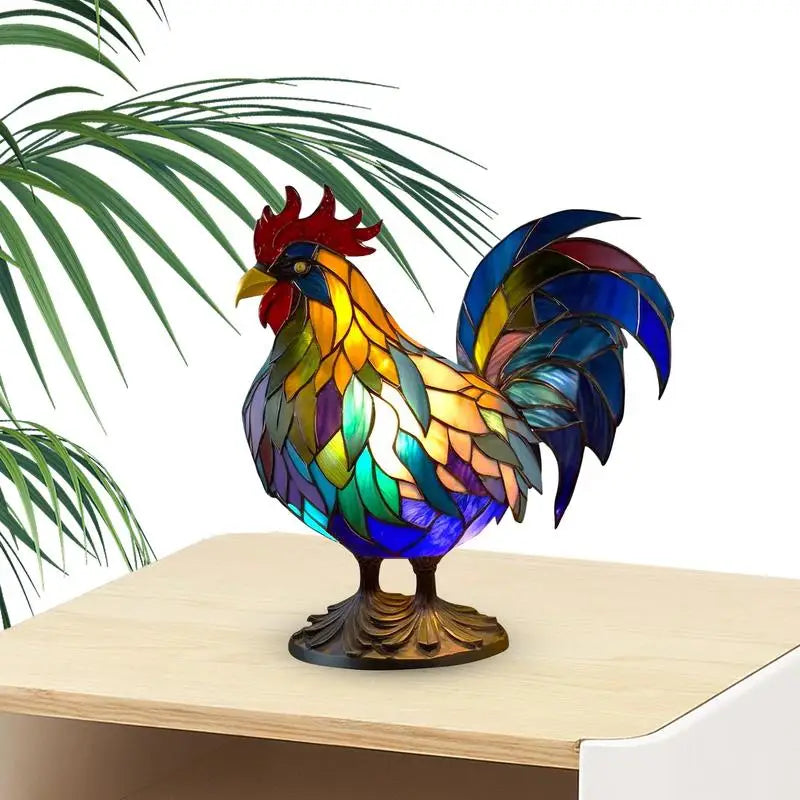 Stained Glass Rooster Desk Lamp