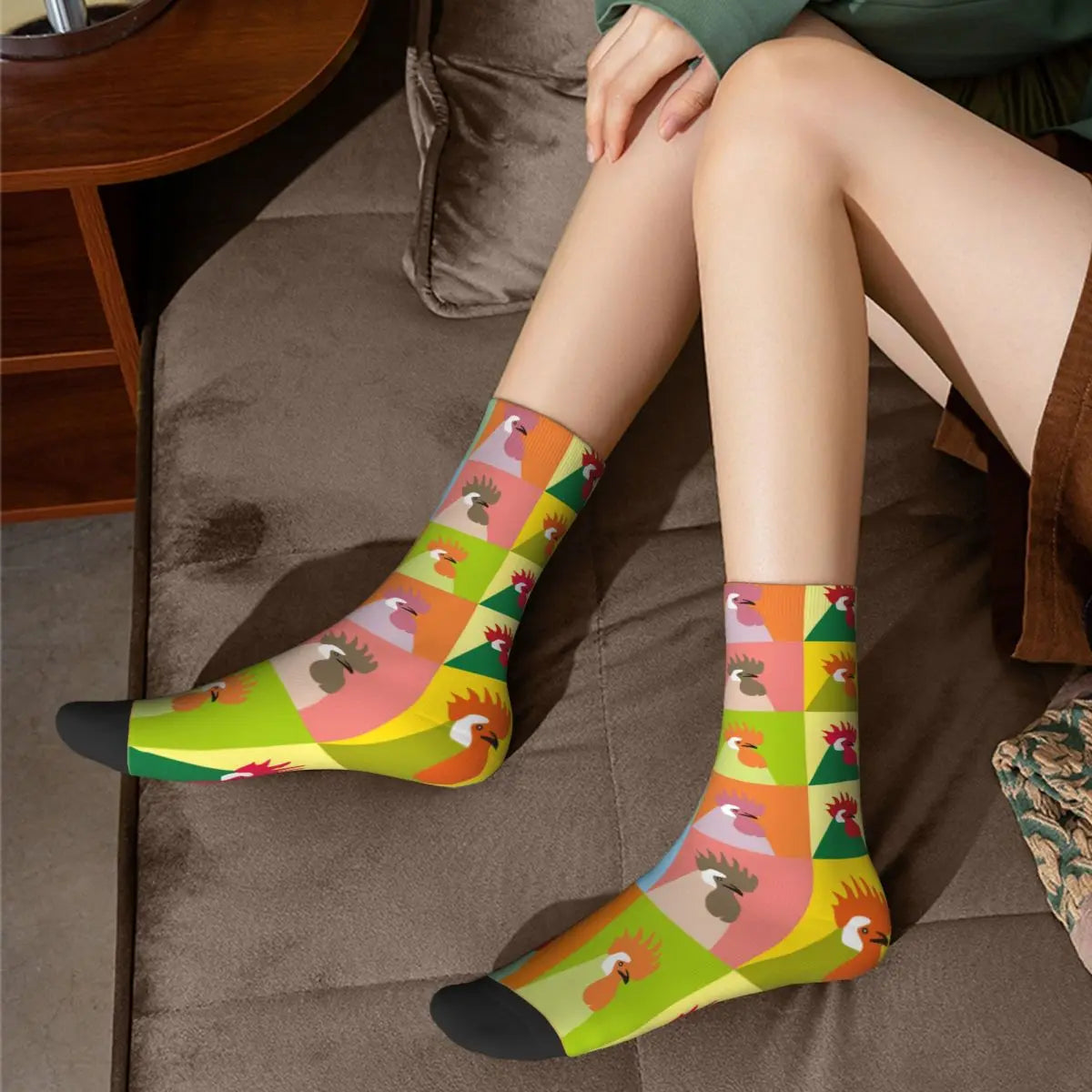 Colorful Plaid Chicken Socks