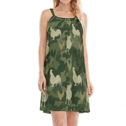 Camo Rooster Slip-On Dresses