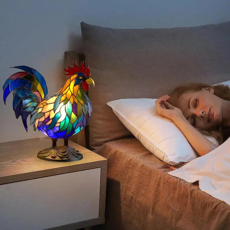 Stained Glass Rooster Desk Lamp